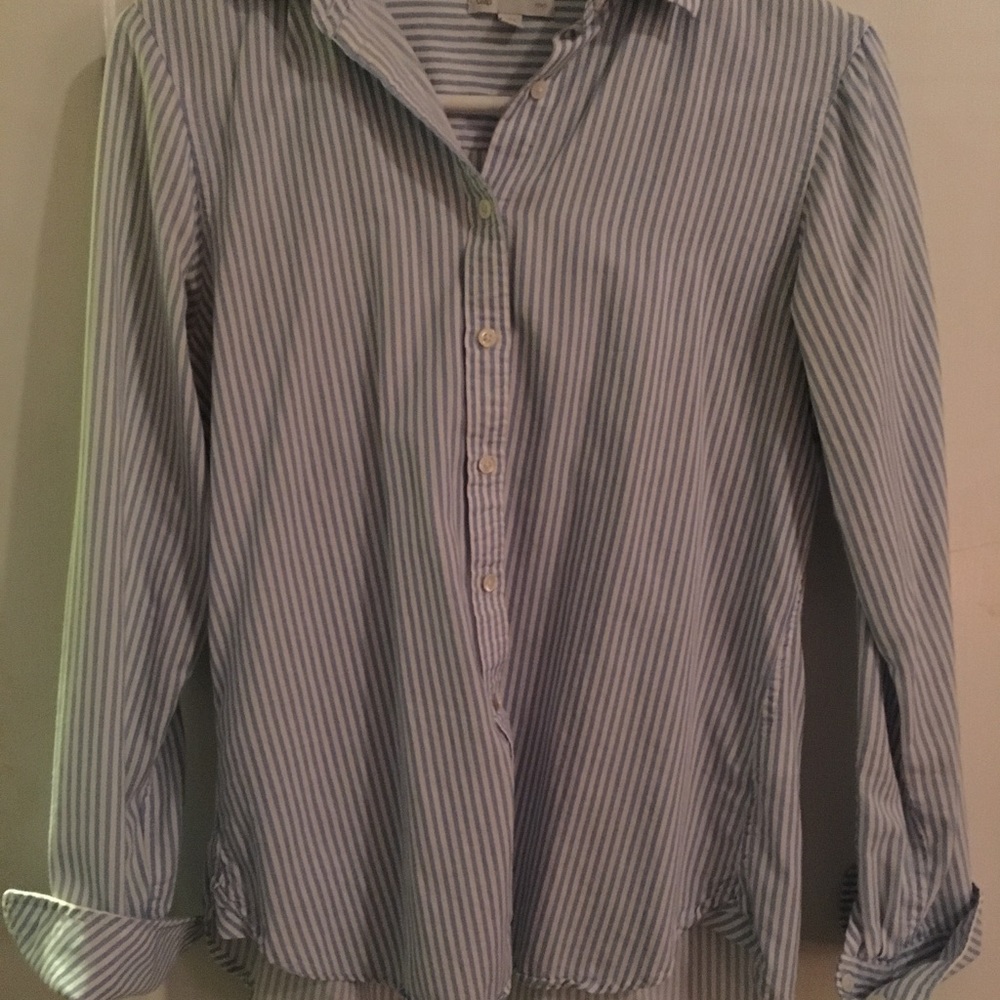 Blue & white striped button down